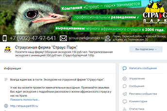 У пермского «Страус-Парка» есть группа в социальных сетях